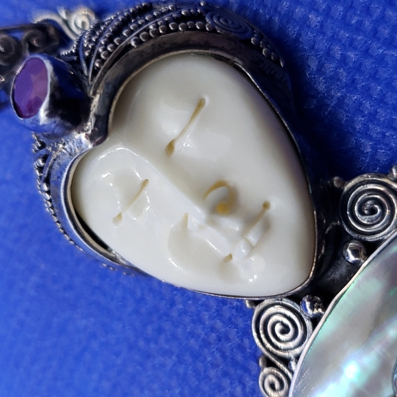 Goddess face sterling silver pendant - Picture 10 of 11